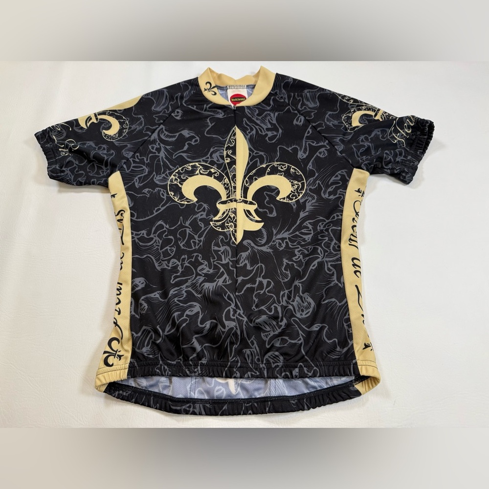 World Ladies Fleur Di Lis Cycling bike Jersey size medium (bin EE)